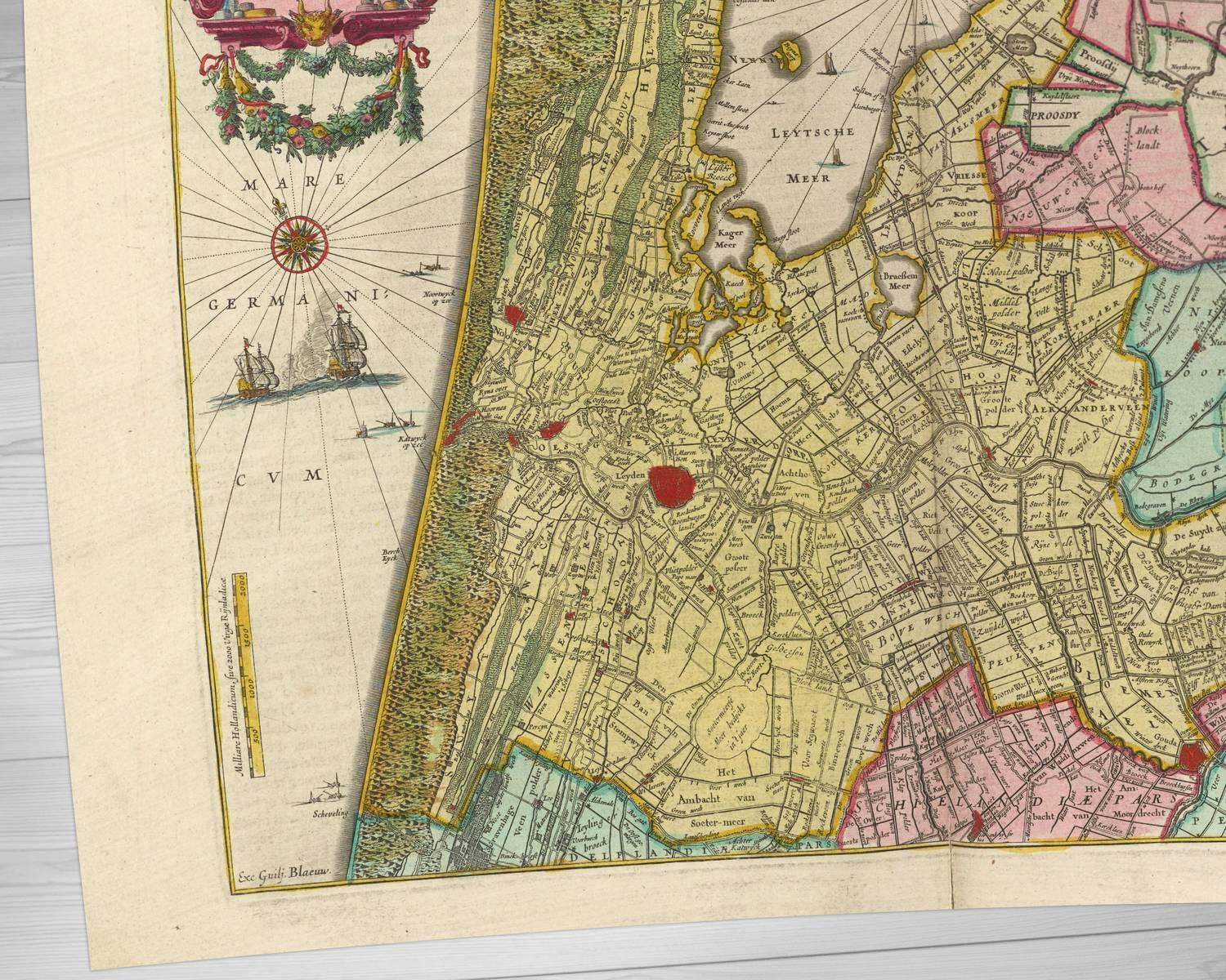 Map of Rhineland and Amstelland, the central part of Holland